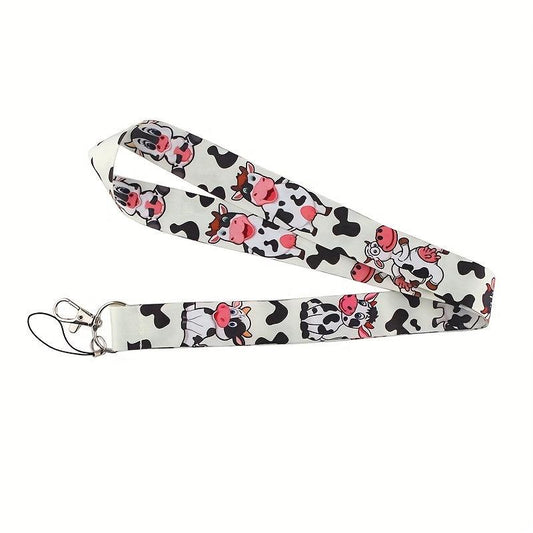 Cartoon Spotted Cow Mobile Phone Lanyard ID Card U Disk Camera Tag Key Chain