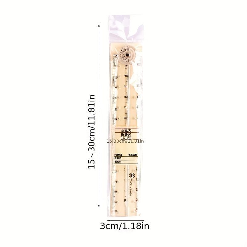 2pcs Acrylic Folding Ruler for School & Office Use