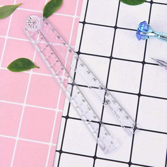 2pcs Acrylic Folding Ruler for School & Office Use