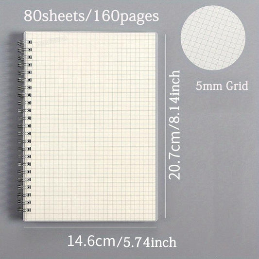 A5 Spiral Hardcover Notebook 80 Sheets Horizontal Line Grid Blank Inner Page
