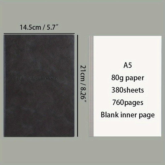 A5 Blank Inner Page Notebook with Soft Leather Cover