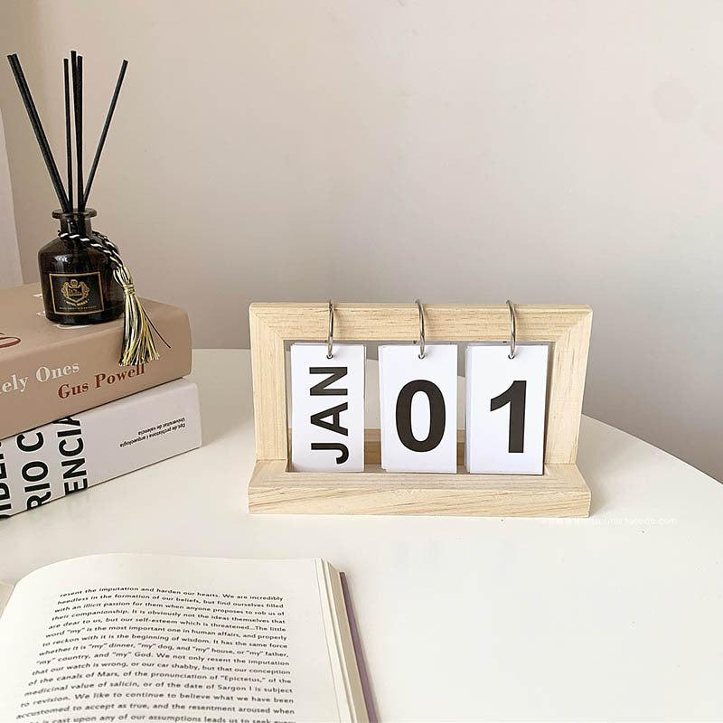 Wooden Page Turning Calendar for Stylish Desk