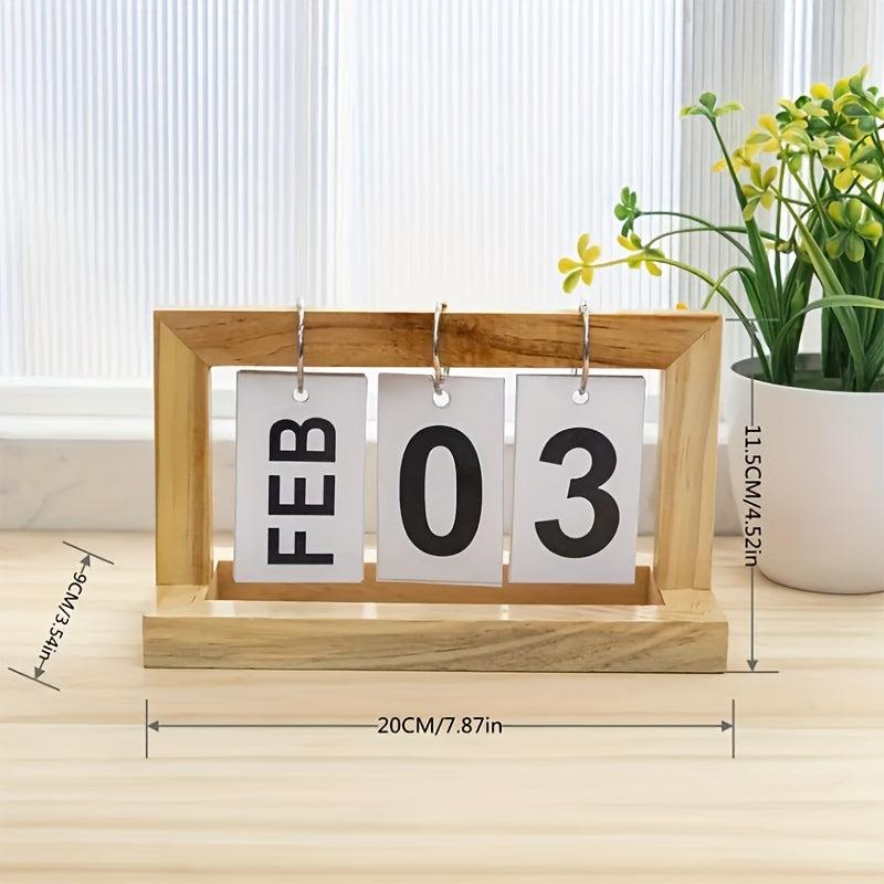 Wooden Page Turning Calendar for Stylish Desk