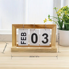 Wooden Page Turning Calendar for Stylish Desk