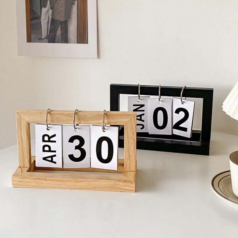 Wooden Page Turning Calendar for Stylish Desk