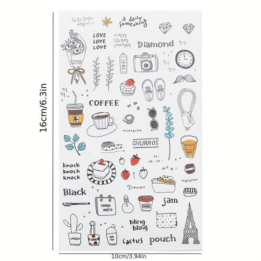 Watercolor Wind Sticker Travel Diary Waterproof Pocket Album Sticker 6pcs