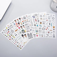 Watercolor Wind Sticker Travel Diary Waterproof Pocket Album Sticker 6pcs