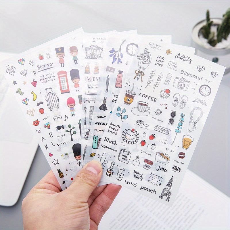 Watercolor Wind Sticker Travel Diary Waterproof Pocket Album Sticker 6pcs