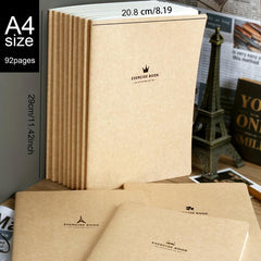 92 Page A4 Leather Notebook Thick Retro College Classroom Notebook
