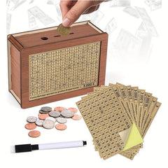 Wooden Money Box, 8 Savings Goals, Counter, Reusable