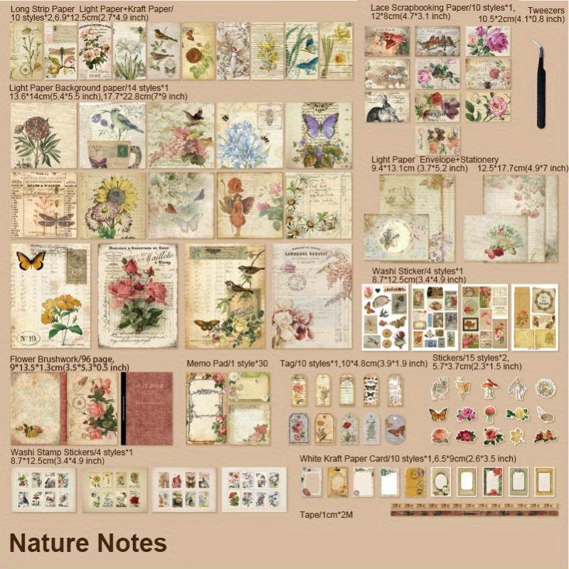 222pcs Vintage Scrapbook Paper Set DIY Journals & Bullet Journal Kit