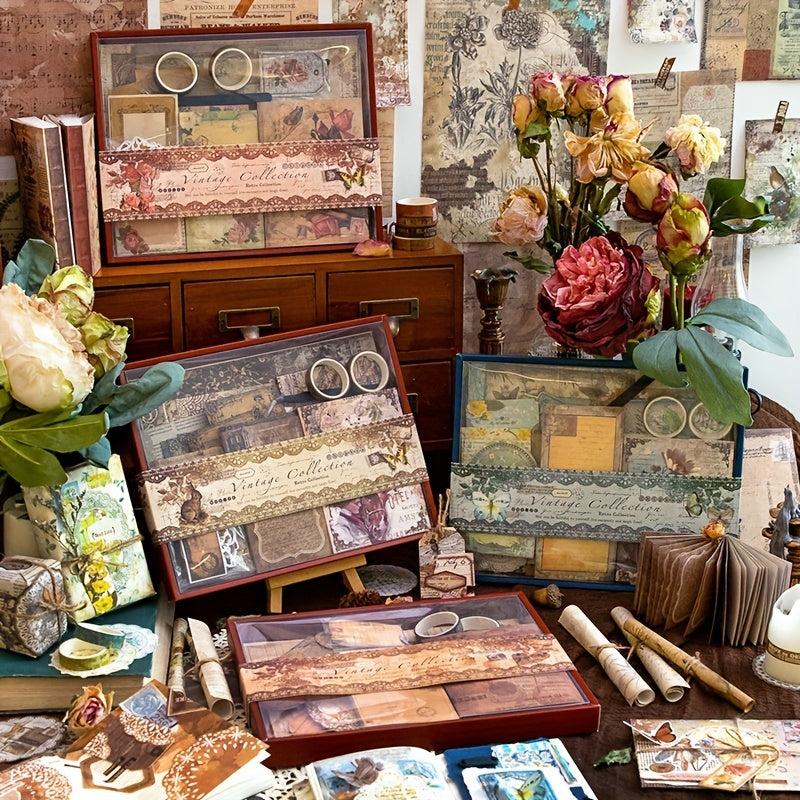 222pcs Vintage Scrapbook Paper Set DIY Journals & Bullet Journal Kit