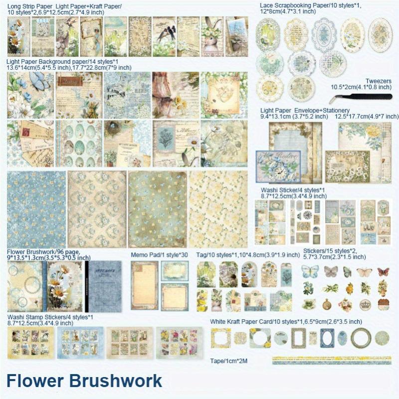 222pcs Vintage Scrapbook Paper Set DIY Journals & Bullet Journal Kit