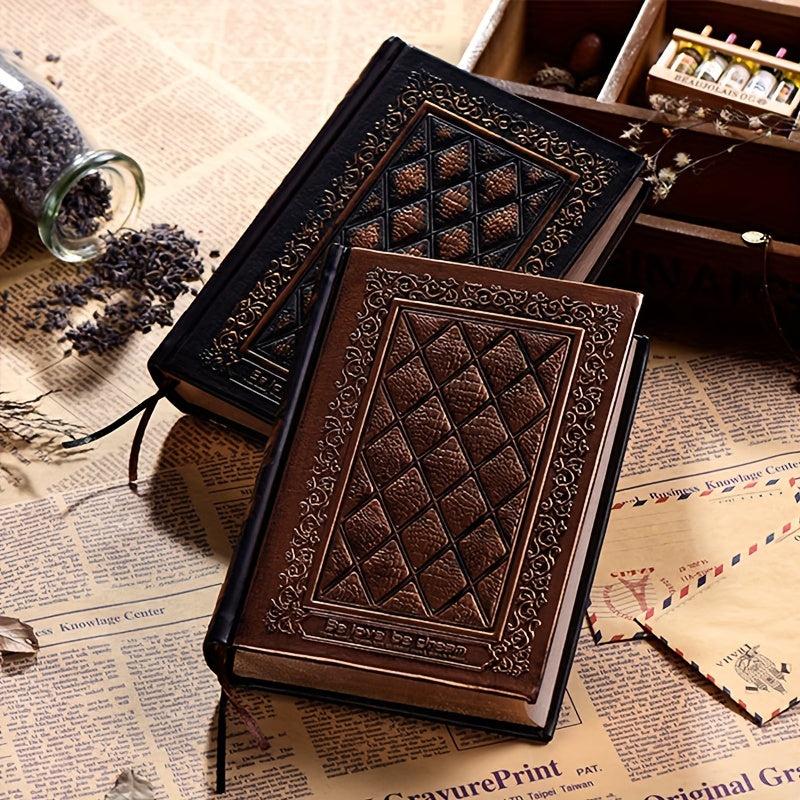 Vintage PU Leather Gospel Book Relief Bible Journal Antique Travel