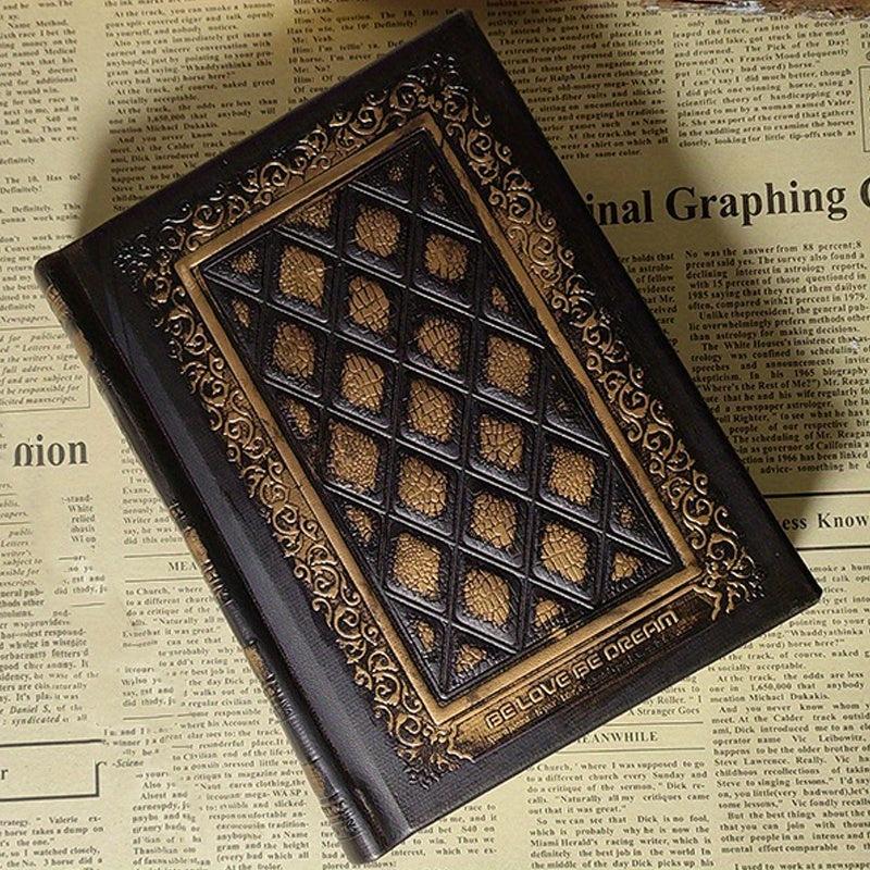 Vintage PU Leather Gospel Book Relief Bible Journal Antique Travel