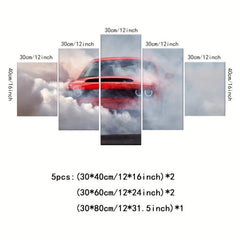 5pcs Racing Canvas Painting Wall Art Abstract Modern Art Poster