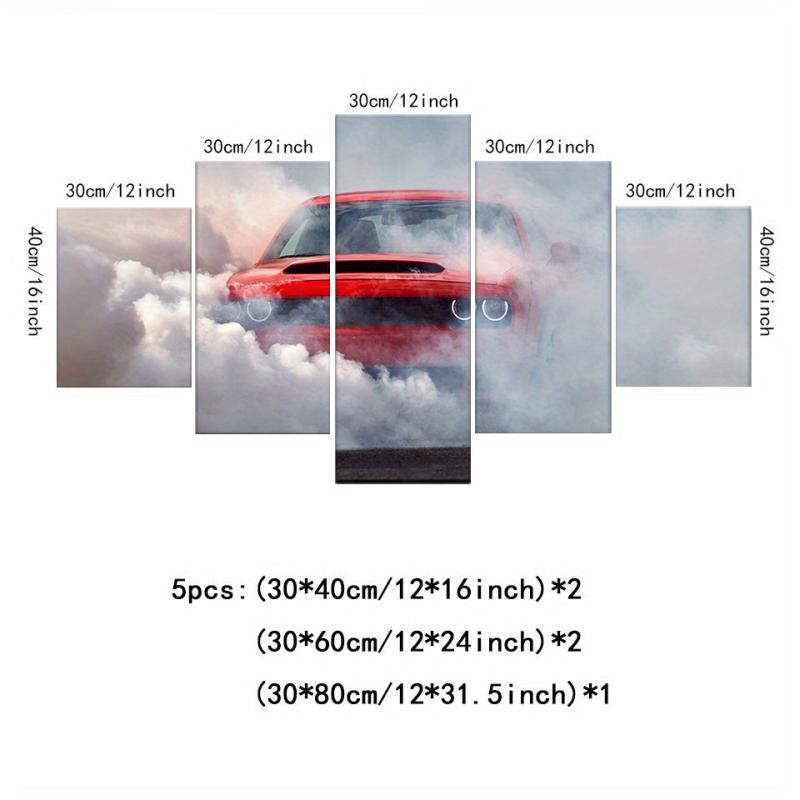 5pcs Racing Canvas Painting Wall Art Abstract Modern Art Poster