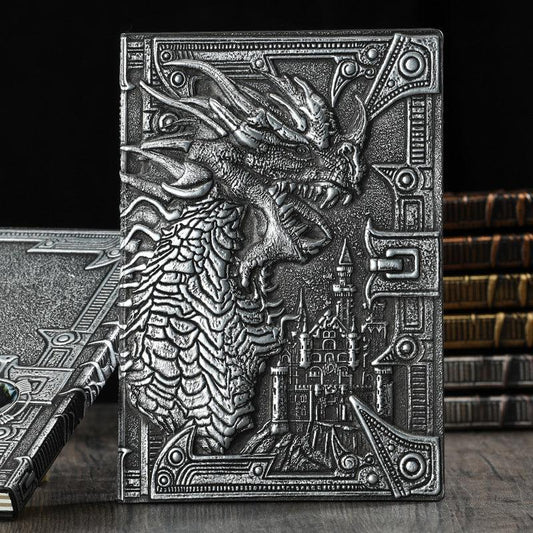 Dragon Relief Leather Notebook Journal European Style Metal Three-dimensional