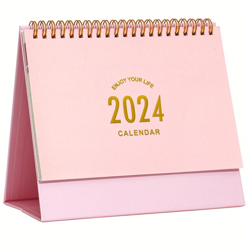 Small Desk Calendar Standing Flip Desktop Calendar Metal Ring Twin Wire Binding