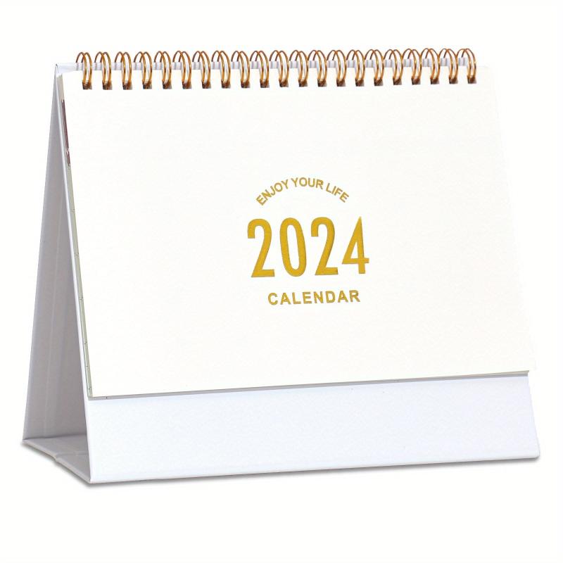 Small Desk Calendar Standing Flip Desktop Calendar Metal Ring Twin Wire Binding