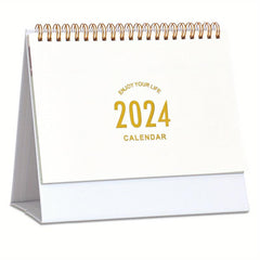 Small Desk Calendar Standing Flip Desktop Calendar Metal Ring Twin Wire Binding