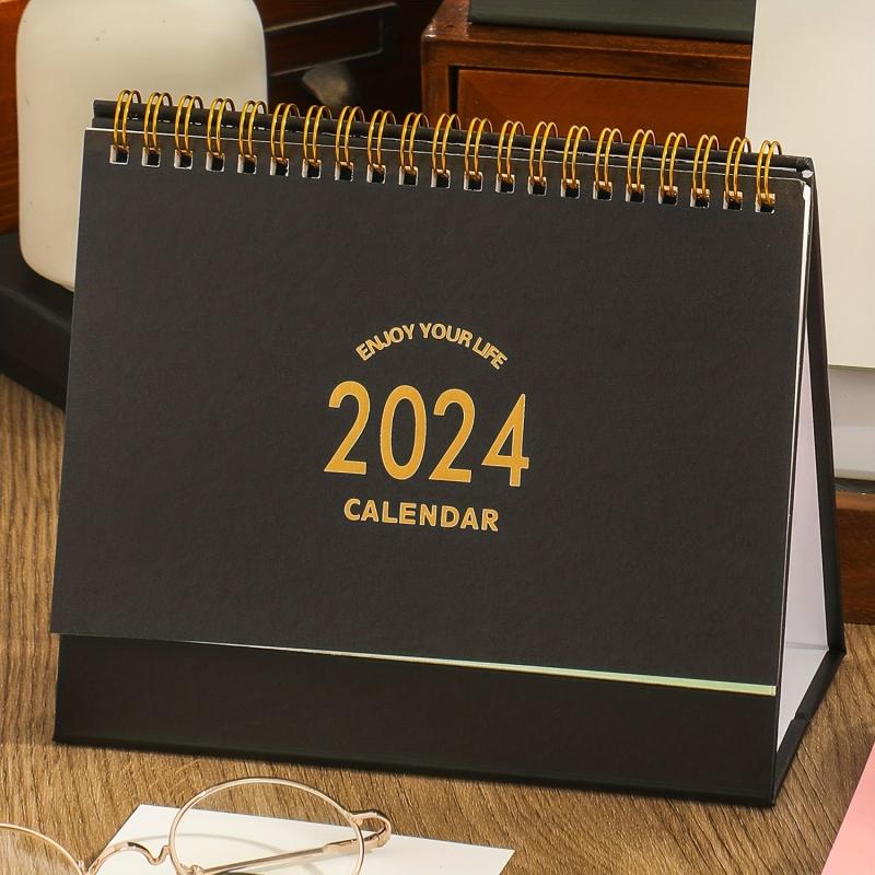 Small Desk Calendar Standing Flip Desktop Calendar Metal Ring Twin Wire Binding