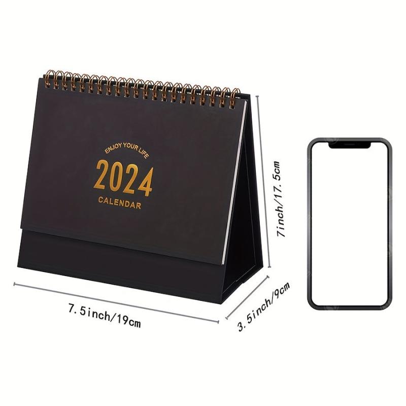 Small Desk Calendar Standing Flip Desktop Calendar Metal Ring Twin Wire Binding