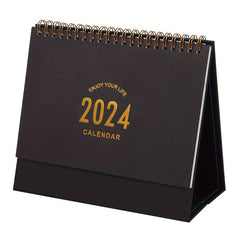 Small Desk Calendar Standing Flip Desktop Calendar Metal Ring Twin Wire Binding
