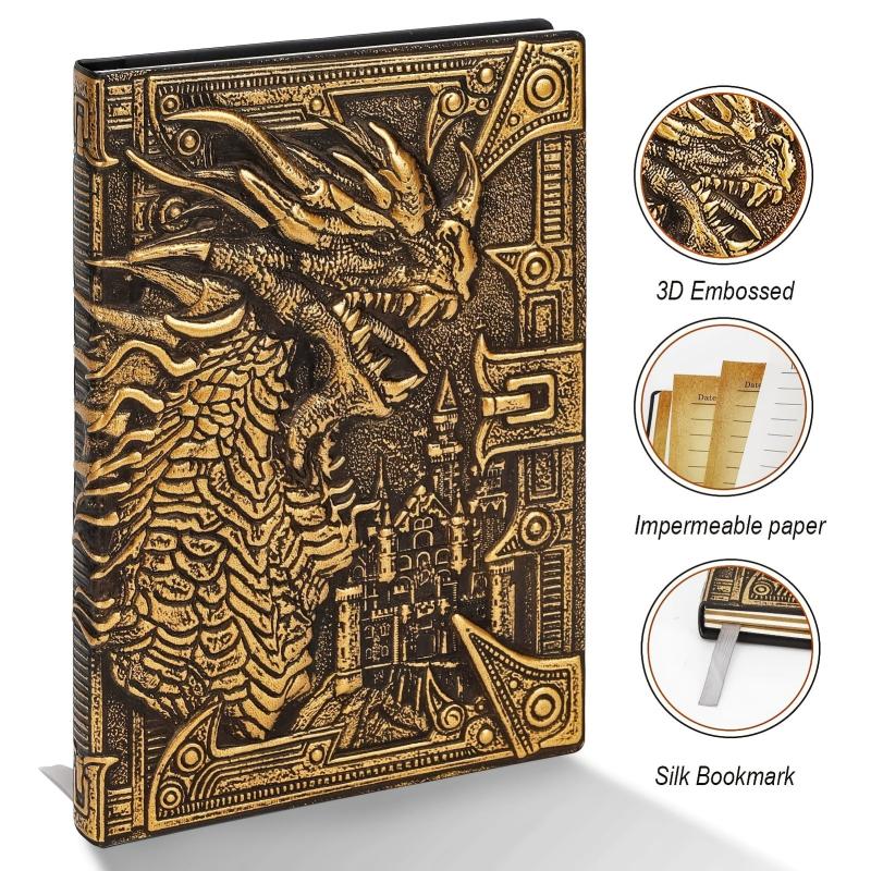 Dragon A5 Diary Notebook Embossed Leather Travel Journal