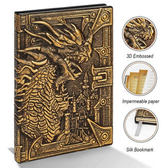 Dragon A5 Diary Notebook Embossed Leather Travel Journal