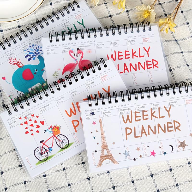 One Week Planner Schedule Book Student Portable Coil Flip Notepad