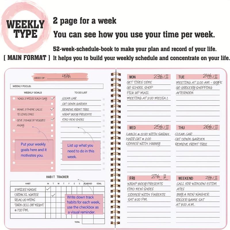 Undated Weekly Planner A5 To Do List Habit Tracker Journal