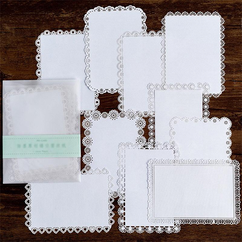 10 Sheets Hollow Lace Paper Three Sizes - 10, 9.5, 8.3 Inch