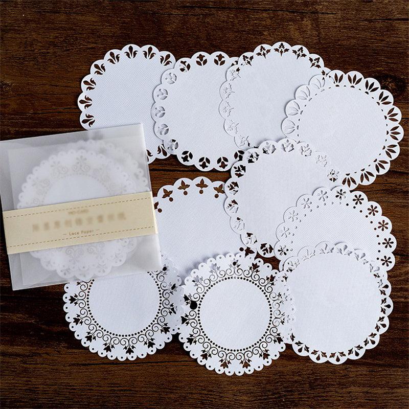 10 Sheets Hollow Lace Paper Three Sizes - 10, 9.5, 8.3 Inch