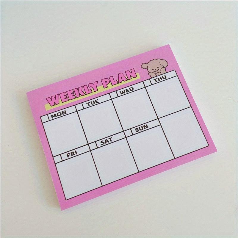 Cute Bear & Puppy Planner Notepads & Sticky Notes, 50 Sheets