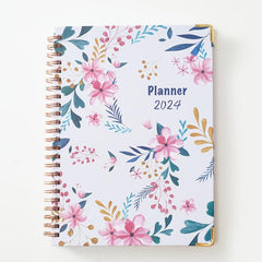 2023 Planner Jan - Dec Twin Wire Binding Ink Painted Flowers