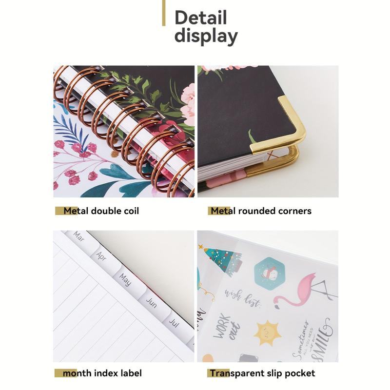 2023 Planner Jan - Dec Twin Wire Binding Ink Painted Flowers