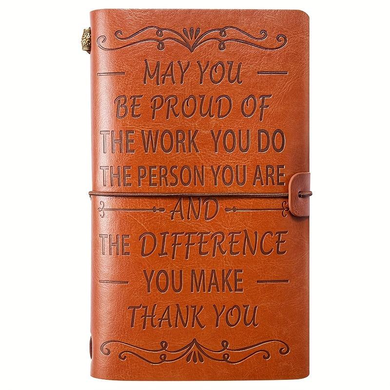 Appreciation Leather Journal Thank You Make A Difference Inspirational Notebook