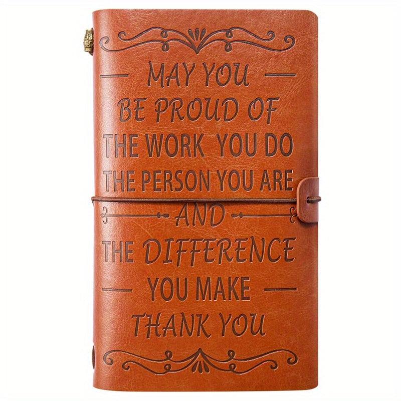 Appreciation Leather Journal Thank You Make A Difference Inspirational Notebook