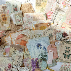 Vintage Flower & Butterfly Patterned Material Sheets