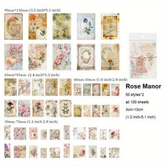 Vintage Flower & Butterfly Patterned Material Sheets