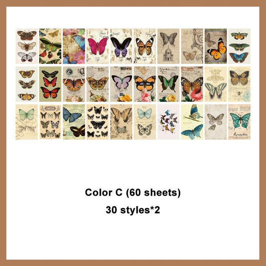 Vintage Decorative Paper Set: 60 Sheets for Scrapbooking, Bullet Journaling