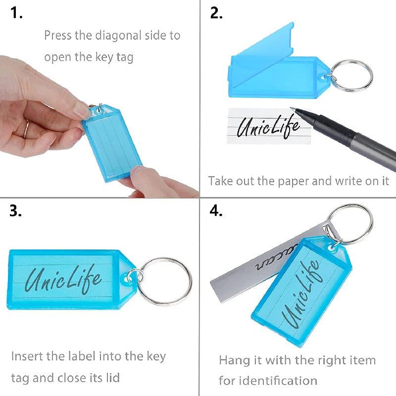 20pcs Plastic Keychain Key Tags Split Ring DIY Numbered Name B