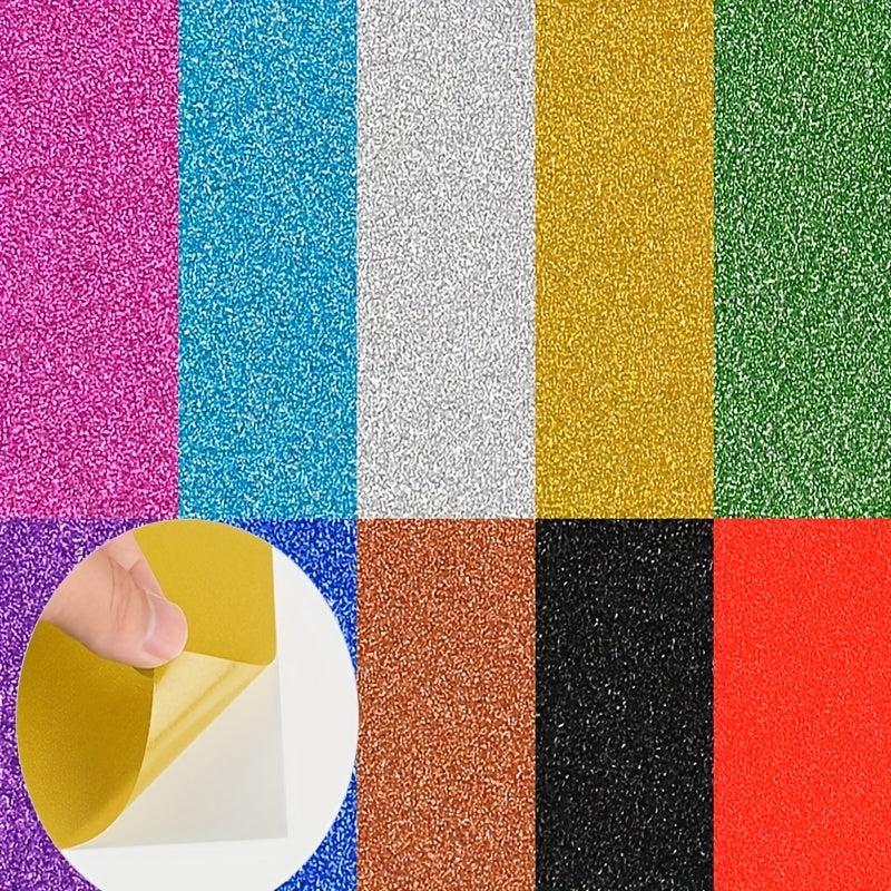 10 Sheets Glitter Paper Self Adhesive Sticker for Craft DIY Project