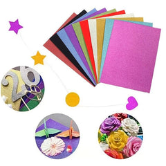 10 Sheets Glitter Paper Self Adhesive Sticker for Craft DIY Project