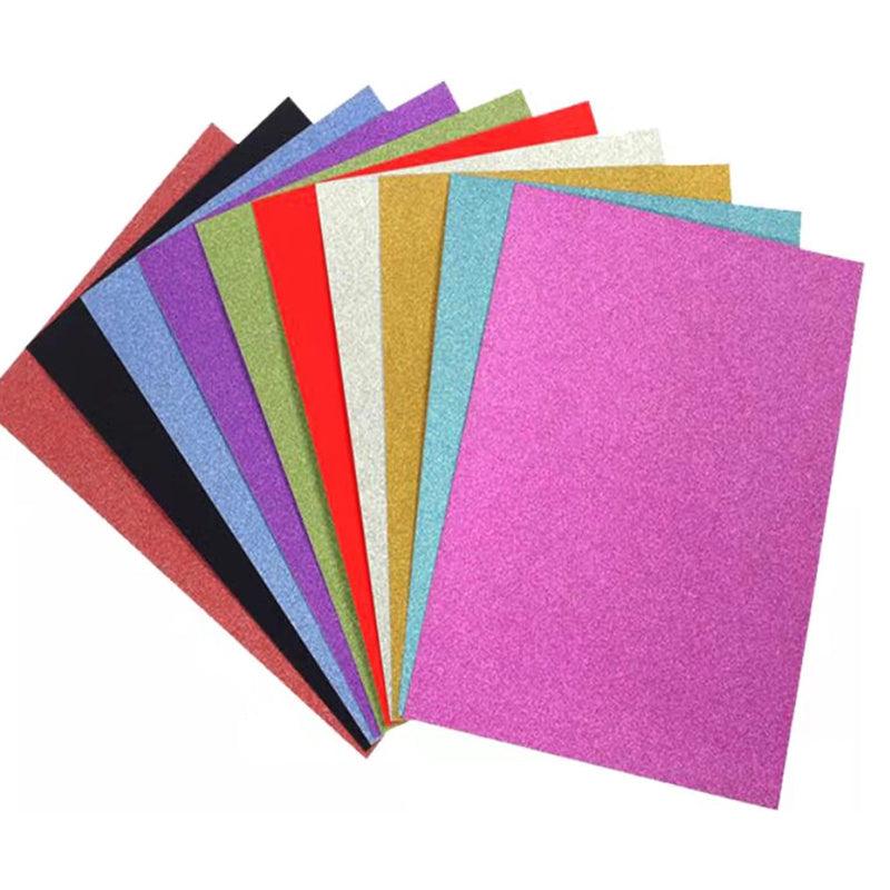 10 Sheets Glitter Paper Self Adhesive Sticker for Craft DIY Project