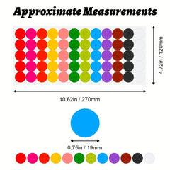 600pcs 3/4-Inch Round Coding Label Dot Stickers - 12 Colors