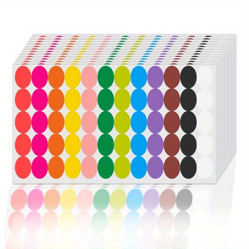 600pcs 3/4-Inch Round Coding Label Dot Stickers - 12 Colors