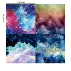 24pcs Starry Sky Style Double Adhesive Scrapbooking Paper DIY Origami