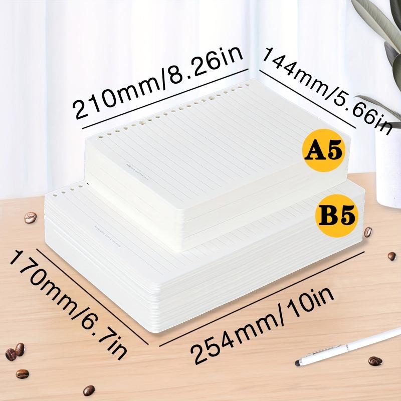 200 Pages A5 B5 Loose leaf Paper Refills for Binder Notepad Inserts